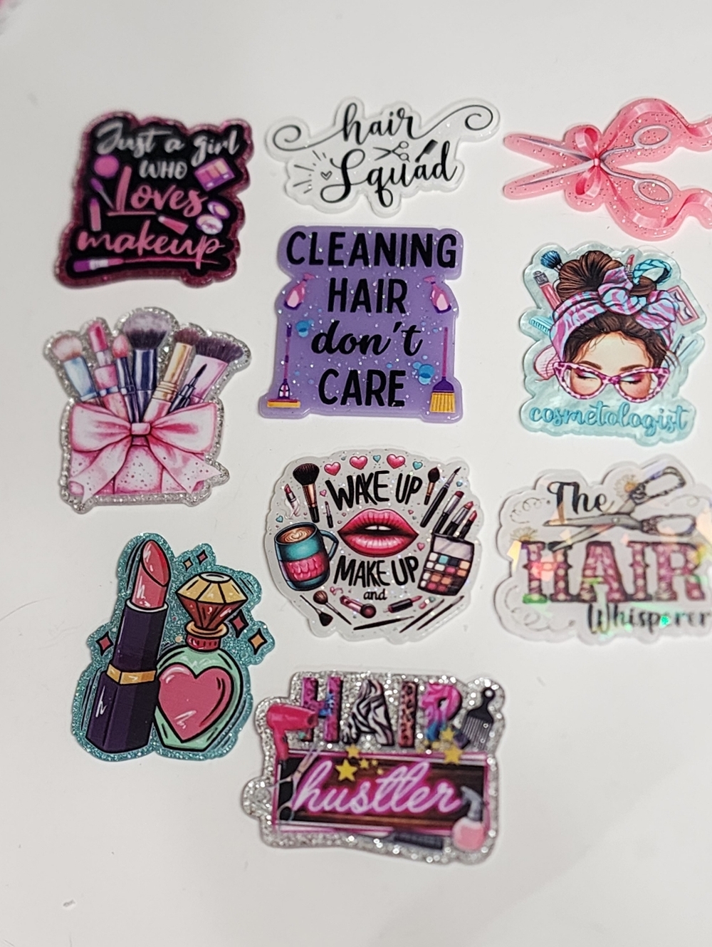 Cosmetologist Flatbacks Hair Stylist Makeup Flats Planar Cabachon Magnet Keychai